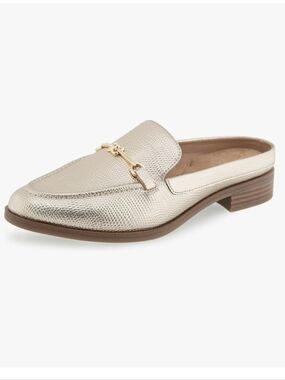 AEROSOLES Metallic Gold Slip-On Mule with Bit Accent